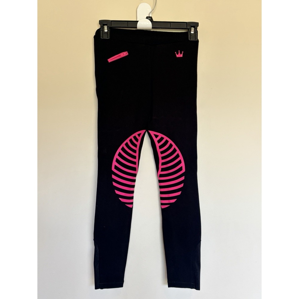 HR Farm Black Equestrian Horse Riding Silicone Grippy Breeches Pants Girls 8